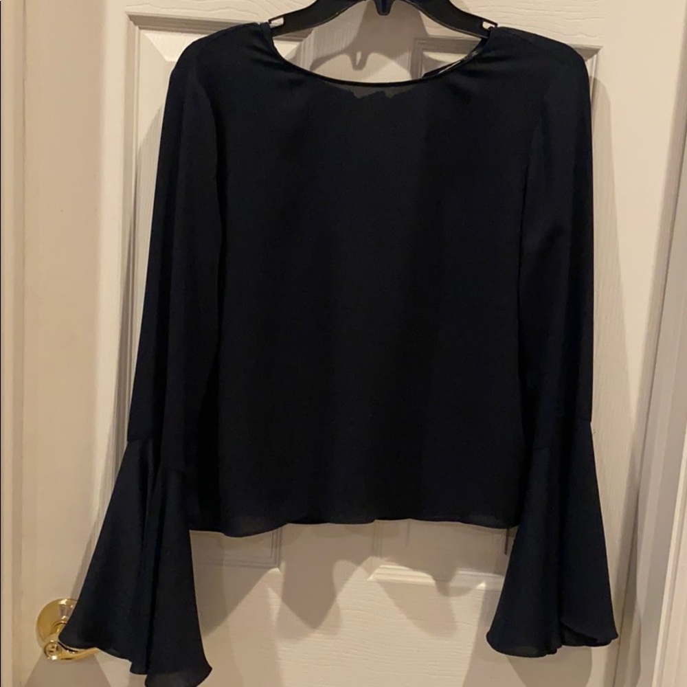 Bell-sleeves navy blue Crepe Zara shirt